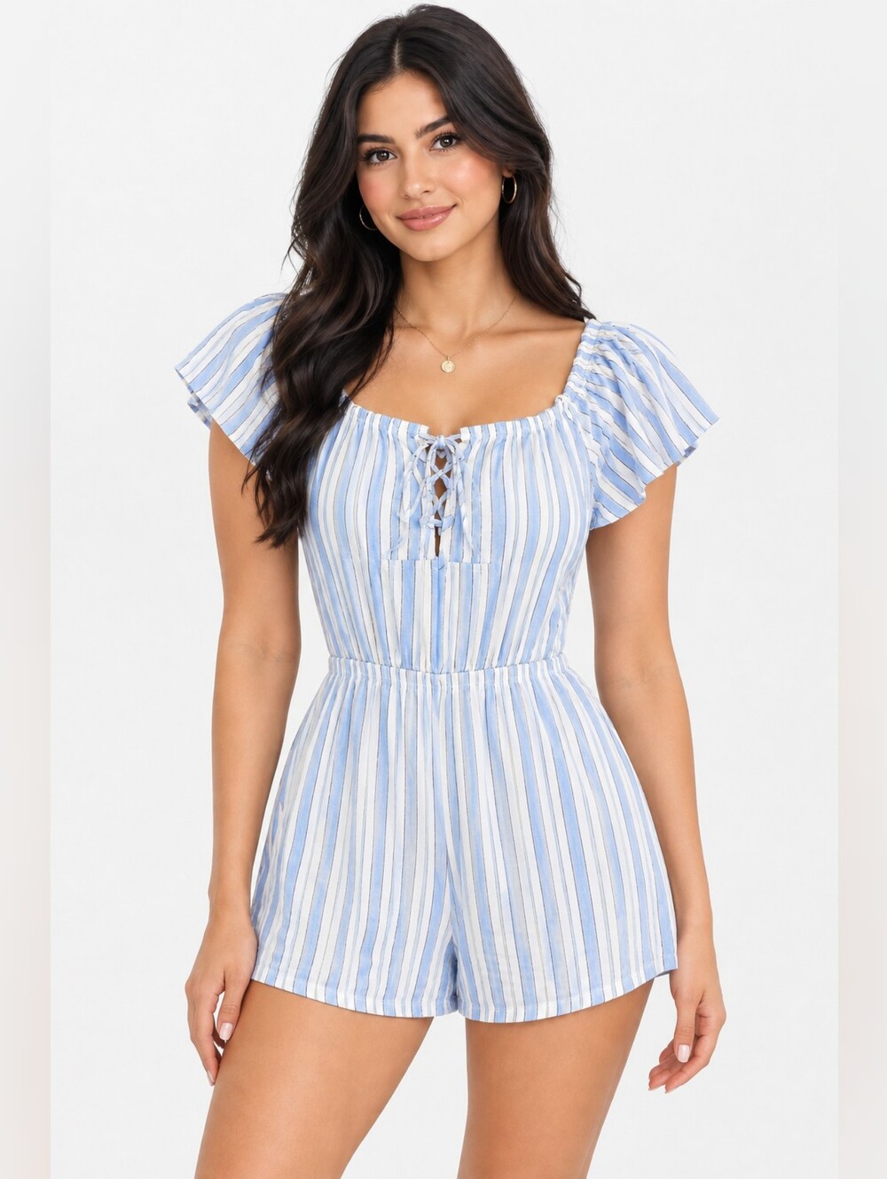 Cotton On - Striped Lace-Up Romper